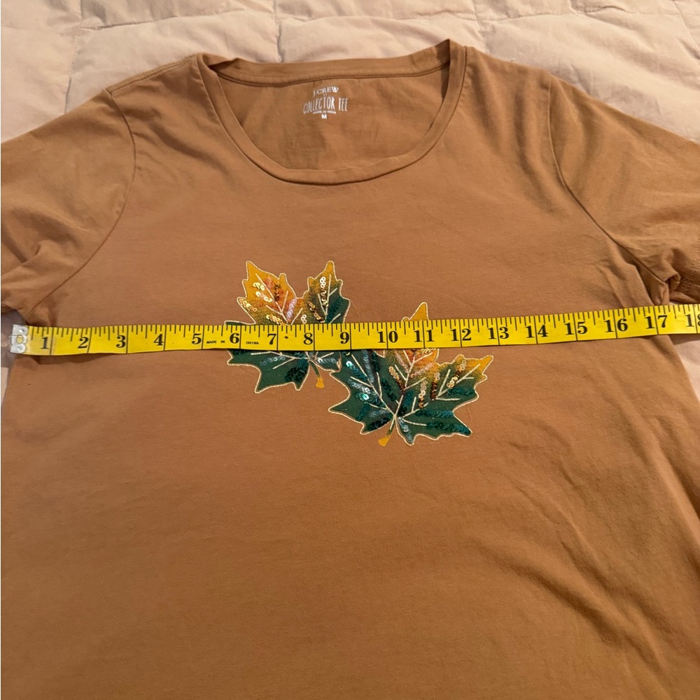 J. Crew Brown Tee with Leaf Embellishments - Picture 4 of 6